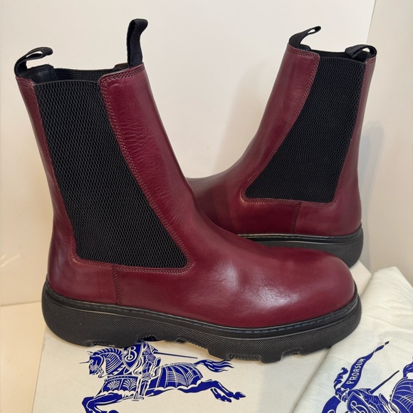 BURBERRY Leather Creeper Chelsea Boots Size 13 New - Picture 1 of 6